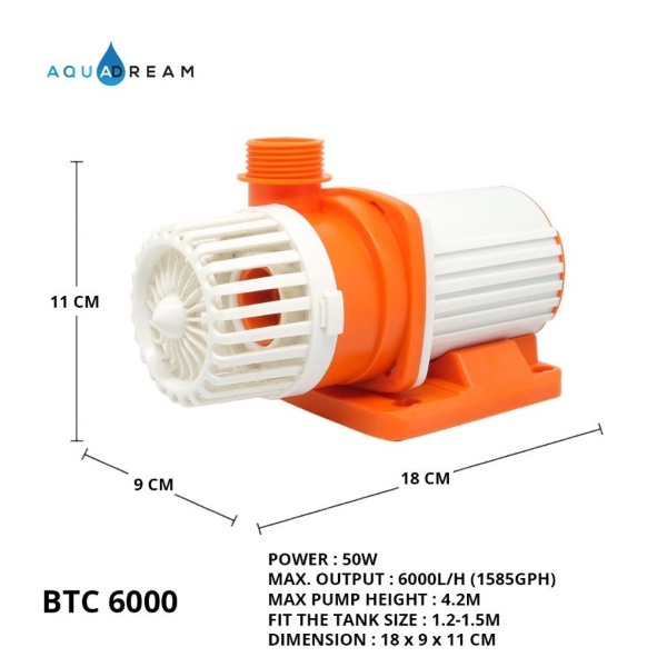 Aquadream BTC-6000 BTC6000 Pompa Filter Celup Aquarium Air Laut Marine