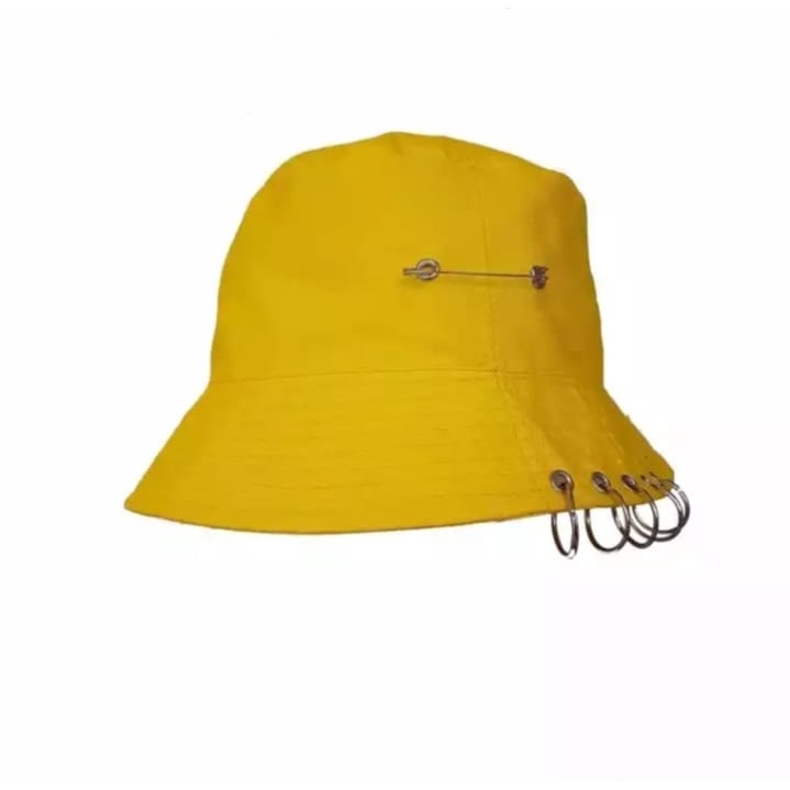 Topi BUCKET hat kpop hitam RING ANTING. PERMIUM