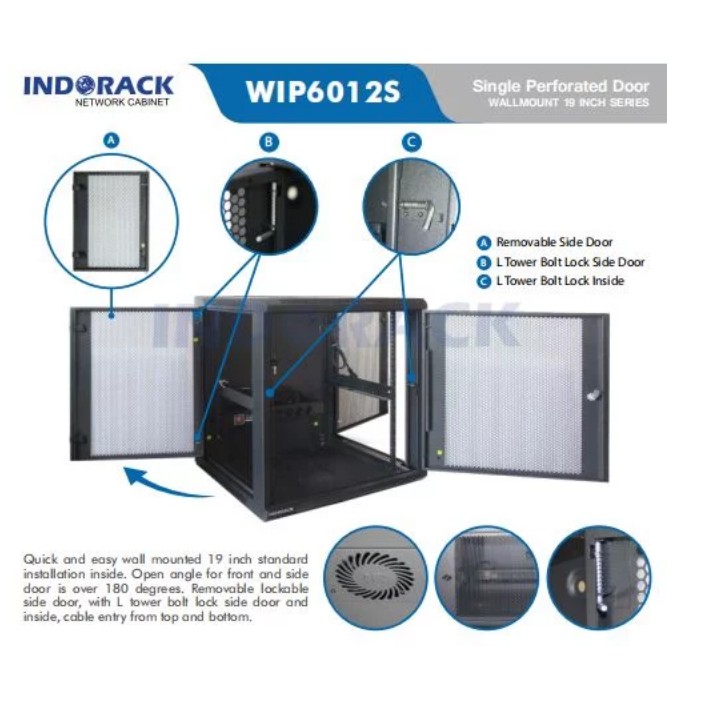 Wallmount Rack WIP6012S Rack Server 12U Single Perforated Door 19 inch Series