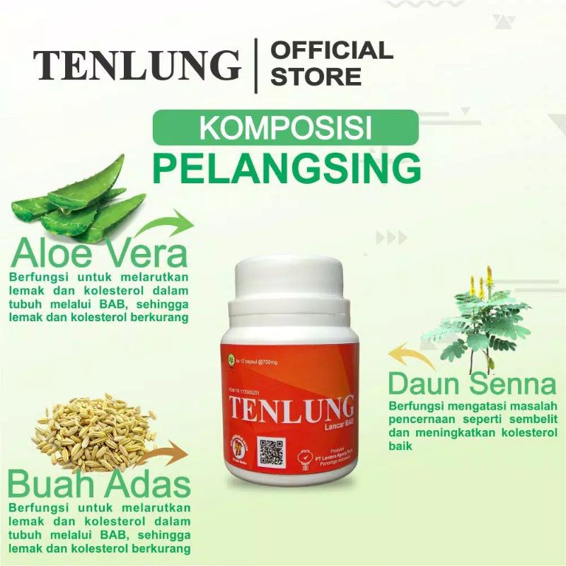 Tenlung Pelangsing Badan (Lancar BAB) KECIL Isi 12 Kapsul