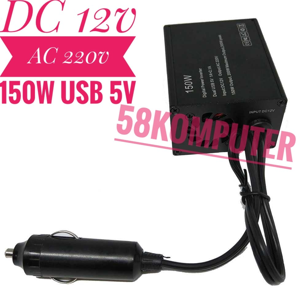 Power Car Inverter 150w 220v Ac Eu Plug 5v Usb Charger COLOKAN MOBIL