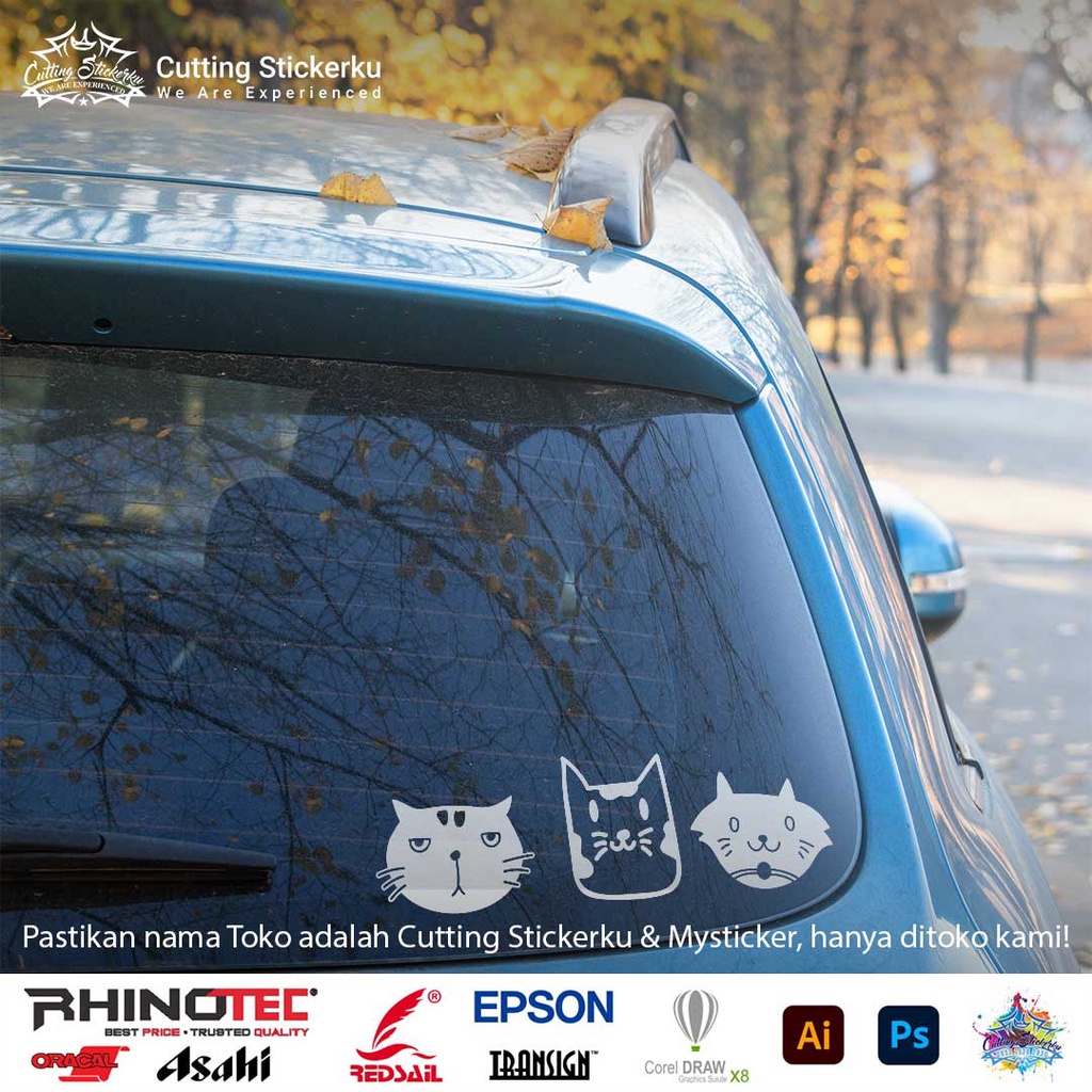 Cutting Stiker Cat Face Cute Variasi Motor Mobil Sticker Timbul Keren Nyala Dasbor Spakbor Visor Body Kaca Helm Laptop Hologram Reflective Tahan Air Setiker Bodi Samping Girly Matic Scoopy Vario Beat NMAX PCX Vespa Pickup Windshield Girl Lucu