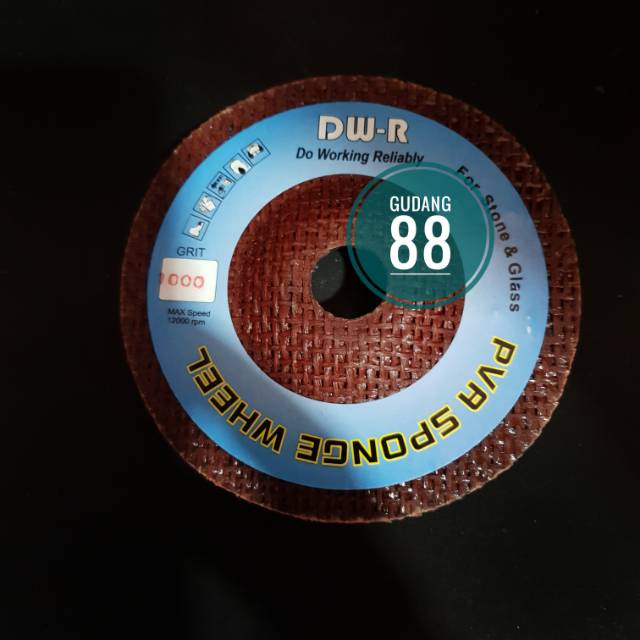 PVA Sponge Wheel / Batu Poles Grinda 4" Grit 1000 Untuk Batu dan Kaca