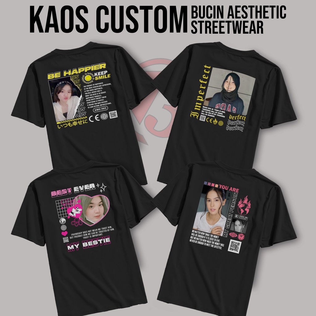 Jual Kaos Baju Custom Aesthetic Bucin Custom Foto Sehari Jadi Bebas Desain Kualitas Premium