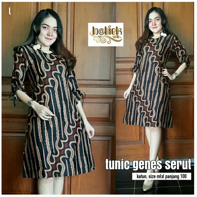 PROMO Dress Tunik Batik Genes Serut Parang