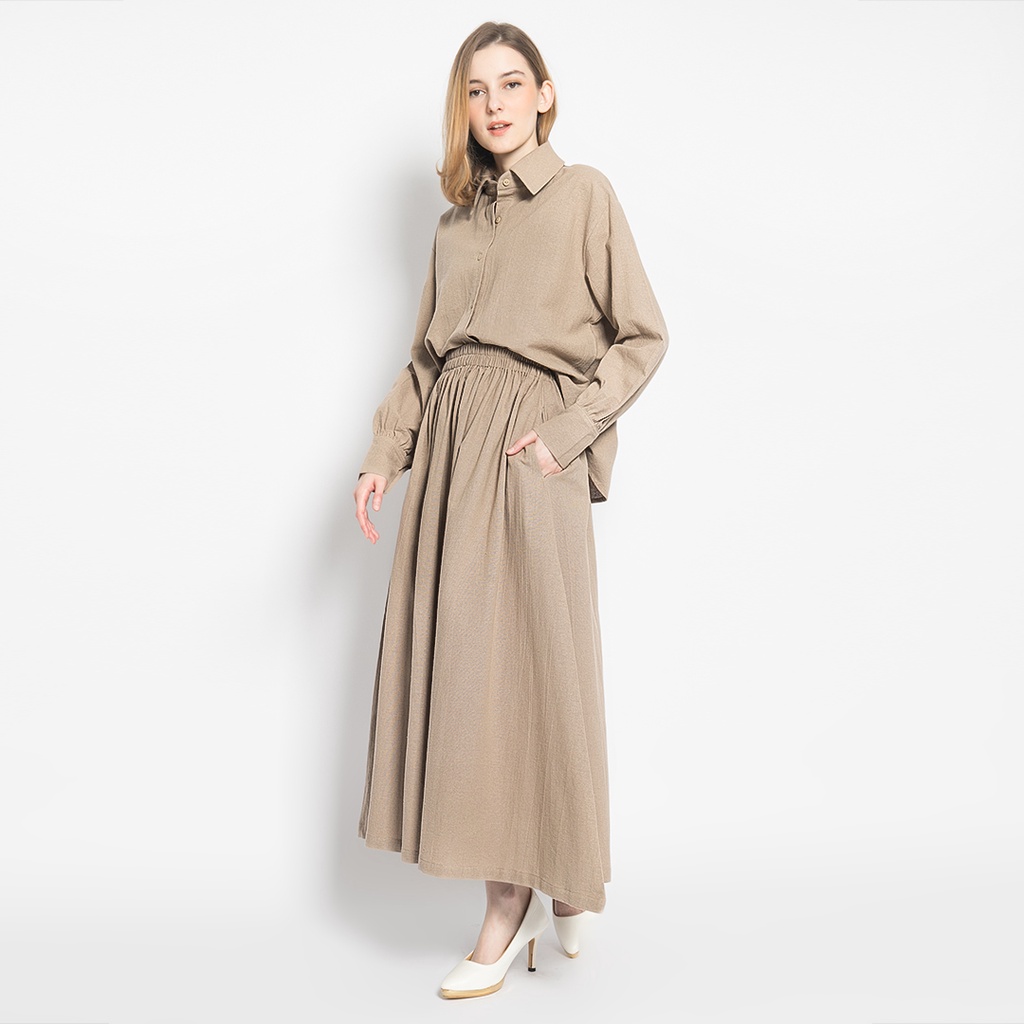 Halima Linen Set-Oat brown