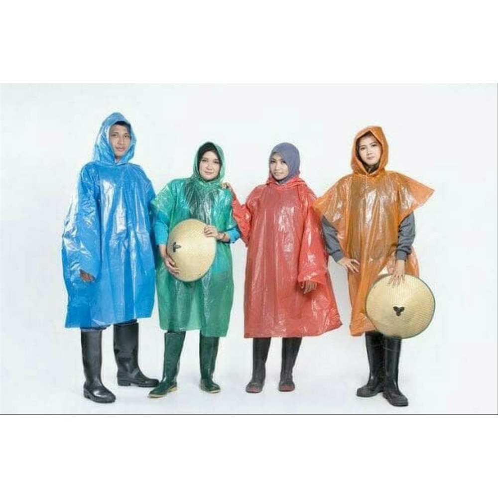 Jas Hujan Plastik LDPE Poncho Ponco Raincoat Tebal Awet