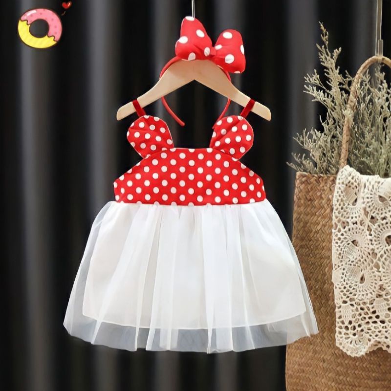 IMPORT Premium Dress Tutu Rok Bando Bandana Anak Bayi Perempuan Minnie Mouse Lucu 6 7 8 9 10 11 12 B