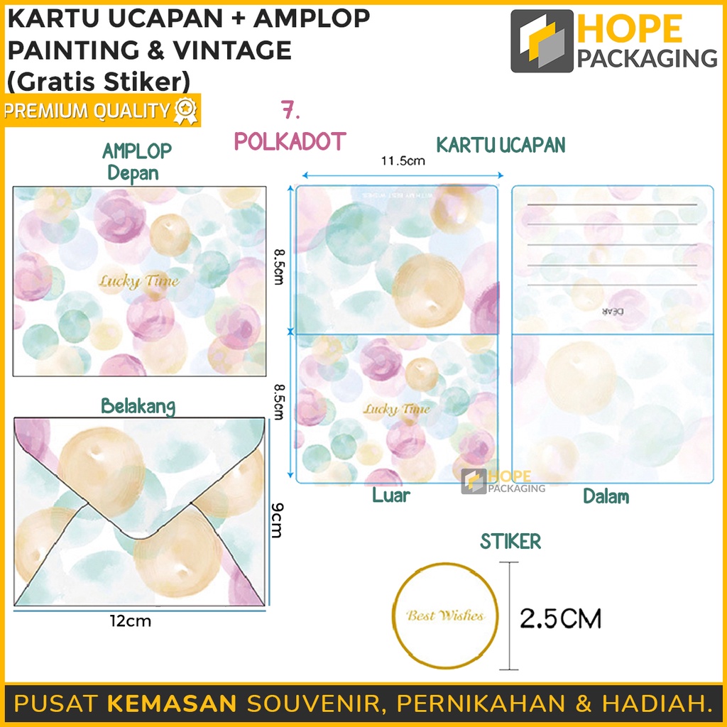 Kartu Ucapan + Amplop Gratis Sticker [ 1 PCS ] Ukuran 12 cm x 9 cm  printing &amp; Vintage kartu hadiah surat ucapan selamat / kartu hadiah