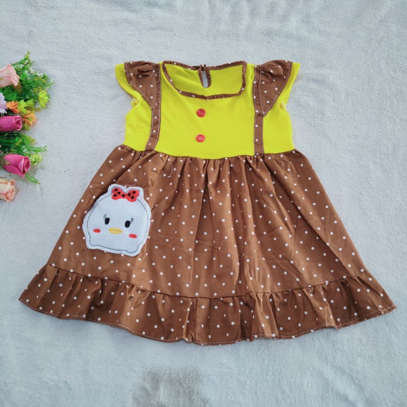 Dress anak 2 3 tahun cewek perempuan gaun polka Pinkland