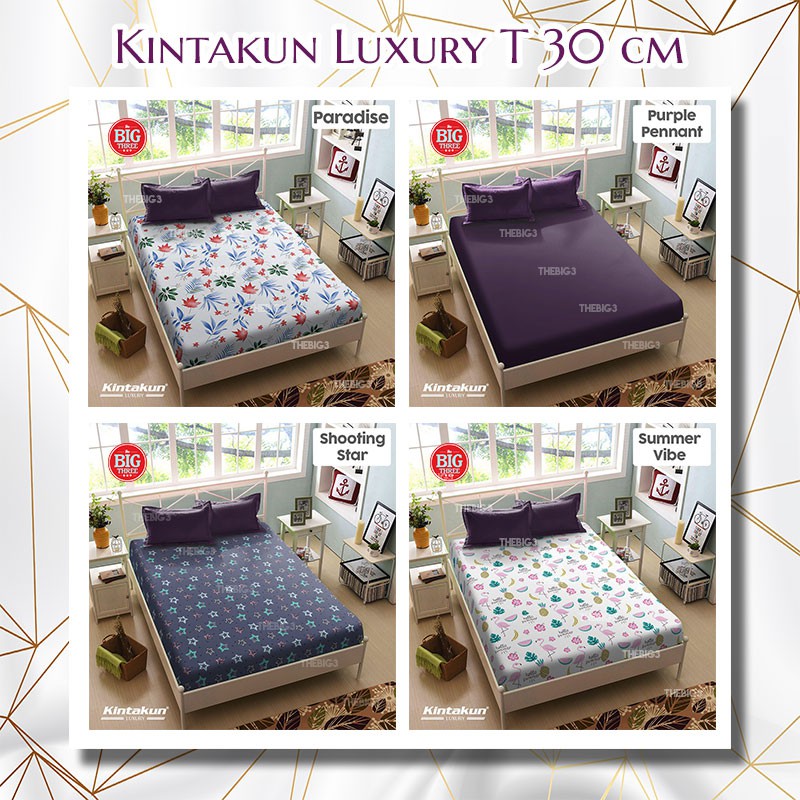 Kintakun Sprei Luxury Tinggi 30 cm 180x200 / 160x200 - Iron Gate Purple Pennant Joy - 180 160 SP T30