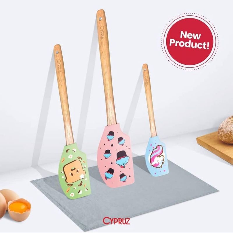Cypruz Spatula Silicone Pattern / Cypruz Untensil Silicone / Spatula Baking Motif Lucu / Spatula Mas