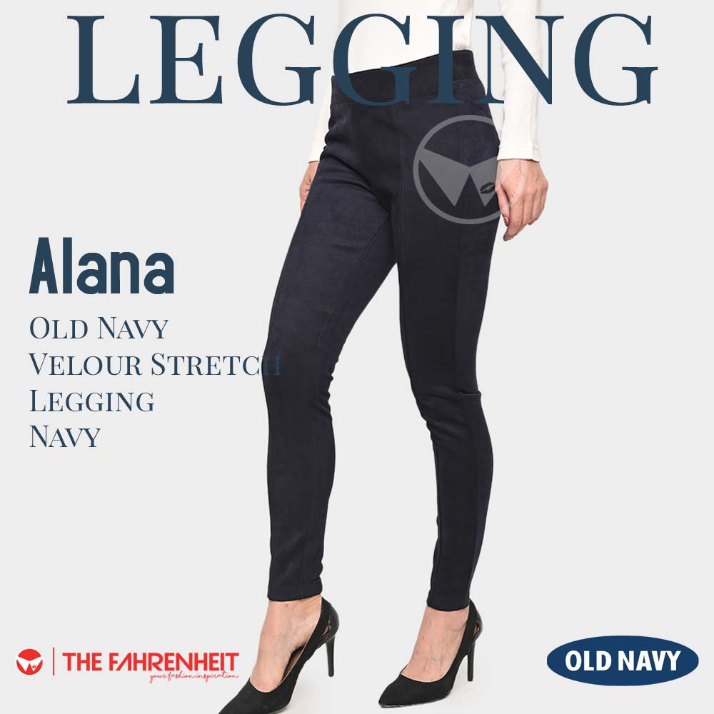 The-Fahrenheit Alana Old Navy Velour Stretch Legging - Navy
