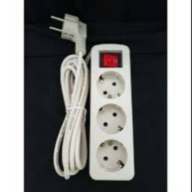 Stop kontak 3 lubang kabel 3 meter + switch on off merk Dexta