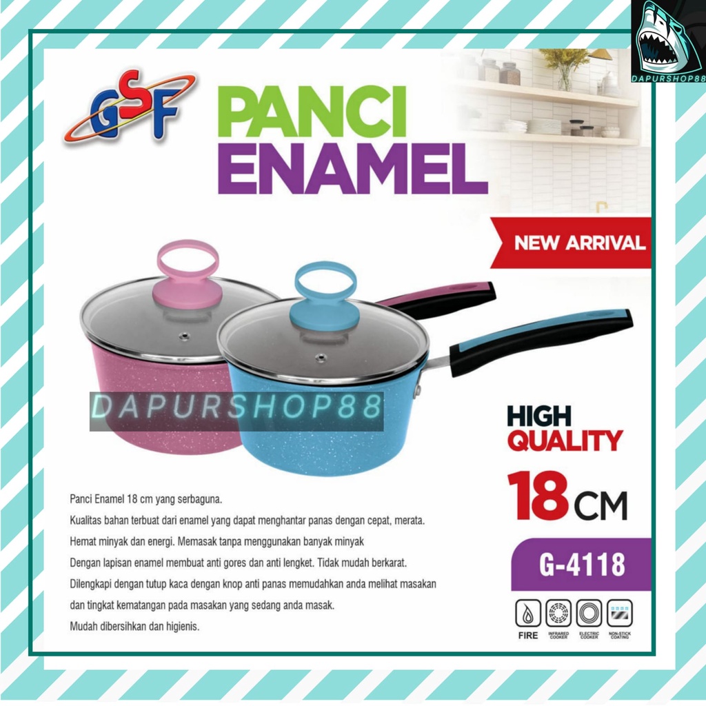 PANCI ENAMEL 18CM GSF G-4118 / PANCI SUSU ENAMEL UK 18CM / PANCI KUAH ENAMEL / PANCI KUWAH ENAMEL / 