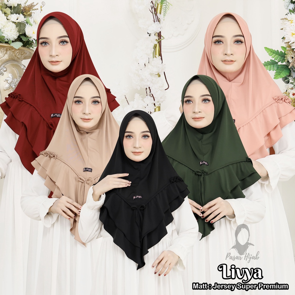 Kerudung Instan Livya Hijab Instan Jersey Super Premium Jilbab Bergo Terbaru Pasar Hija'b