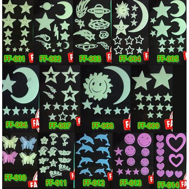 Fosfor Bintang Bulan Butterfly Smile Lumba-Lumba Love Glow In The Dark - Ff-001
