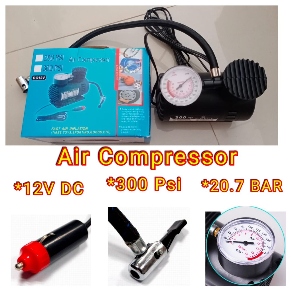 Mini Air Compressor Kompresor Pompa Angin Ban Mobil 300psi pompa ban - 12volt DC mobil