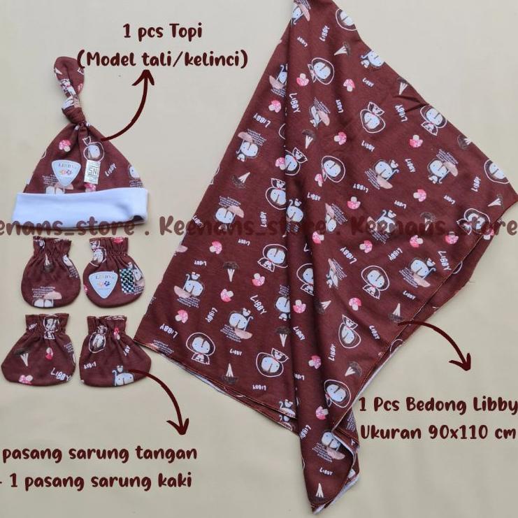 Laku Keras! Libby velvet junior bedong set topi + sarung tangan paket bedong + STK newborn
