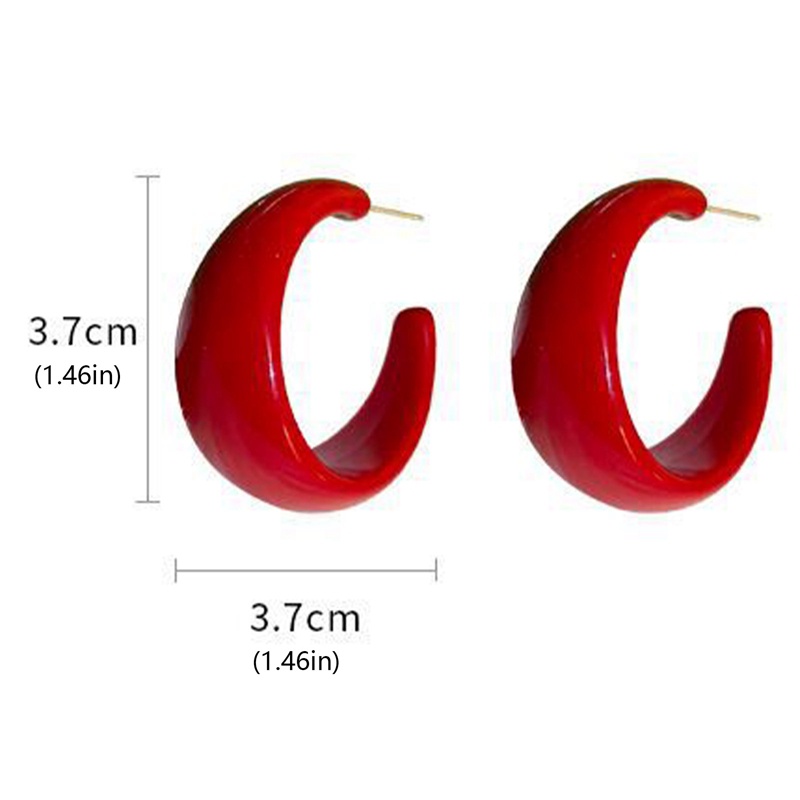 Anting Bentuk Lingkaran Bahan Akrilik Warna Putih Gaya Retro Untuk Wanita