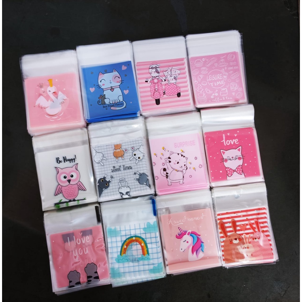 100 Pcs 7x7 Cookies bag / plastik kue kering / Kemasan kue lucu SERI 2
