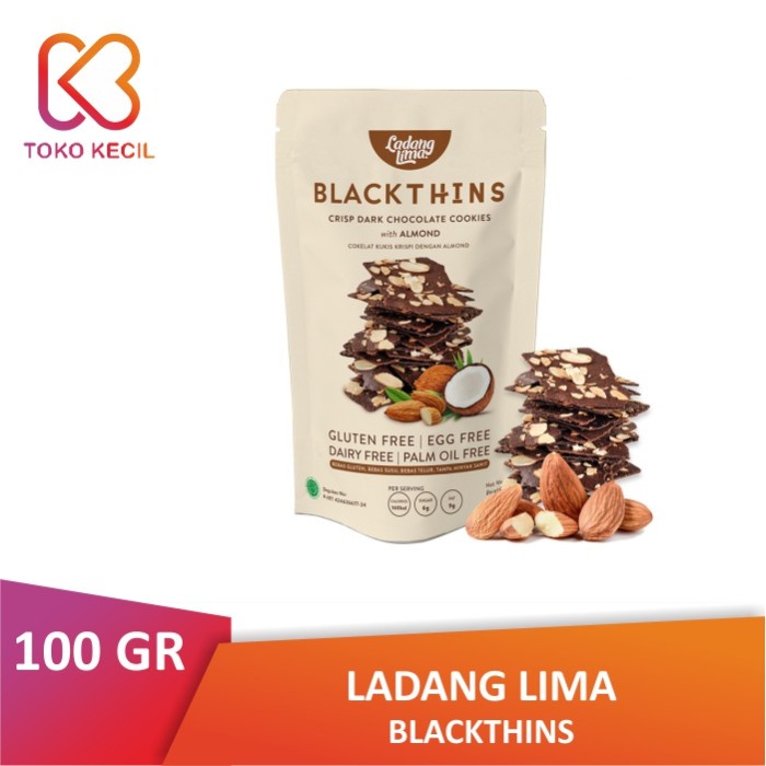 

T20Re Ladang Lima Blackthins Cookies 100 Gr - Crisp Dark Chocolate Cookies Ht51Gr