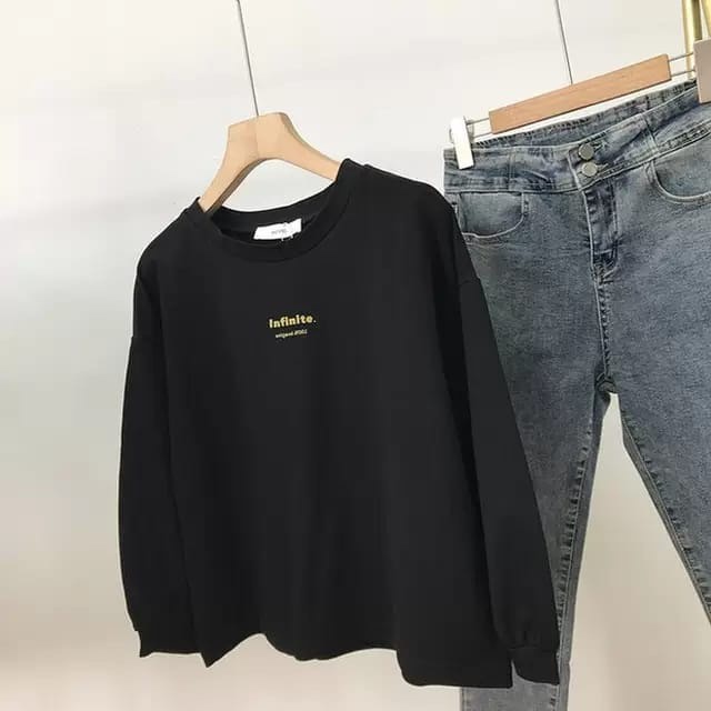 BEFAST - ZEC OOTD Sweater BOYA / Infinite FLEECE Sweater / Pakaian Wanita / Sweater Crop Motif / Atasan Lengan Panjang / Fashion Wanita Casual / Terlaris / Termurah / OOTD Ala Korean Style