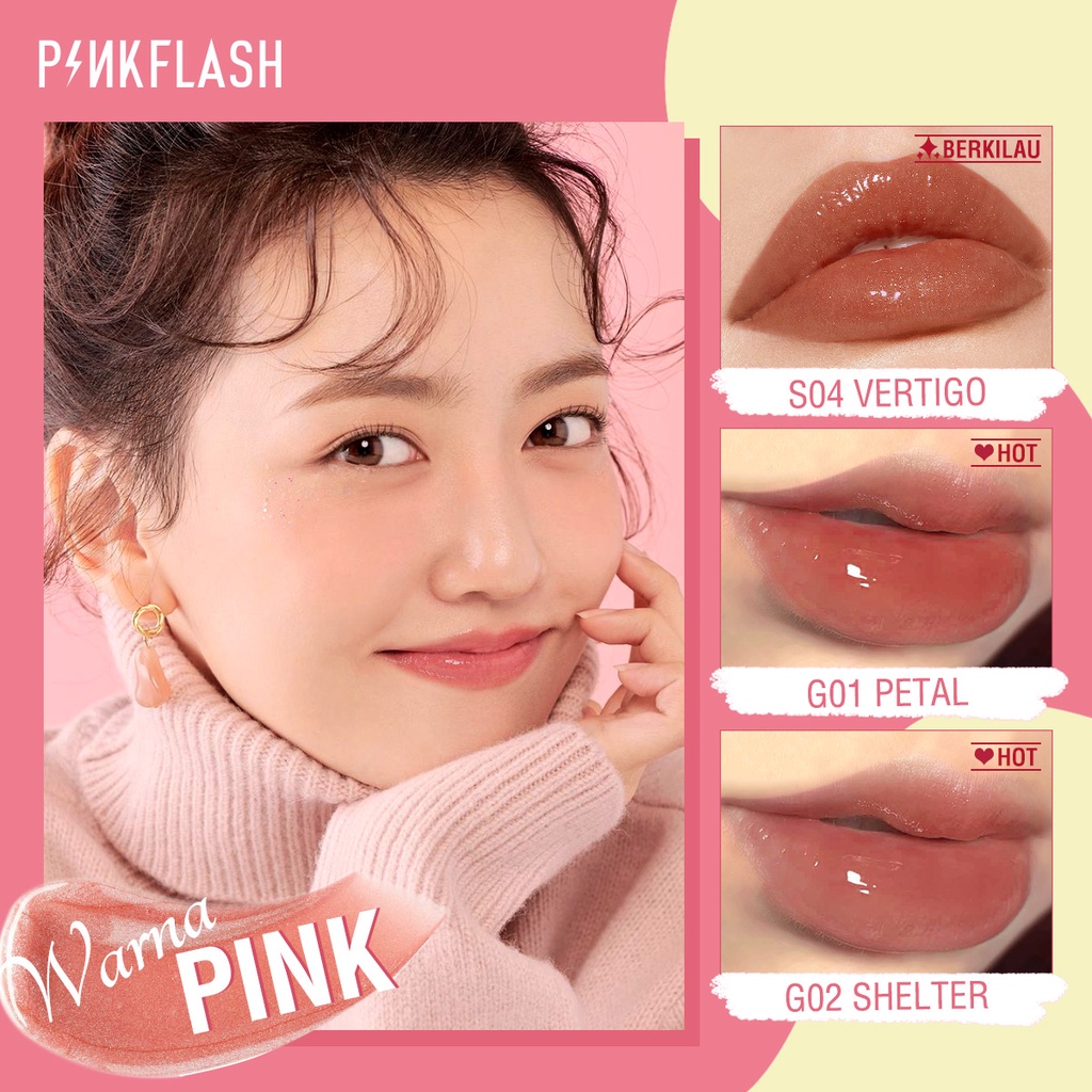 PINKFLASH #OhMyGloss Moisturising Plumpmax High Shimmer Liquid Lip Gloss Long-lasting Lip Plumper Waterproof Lip Glaze Lipstick PF-L02