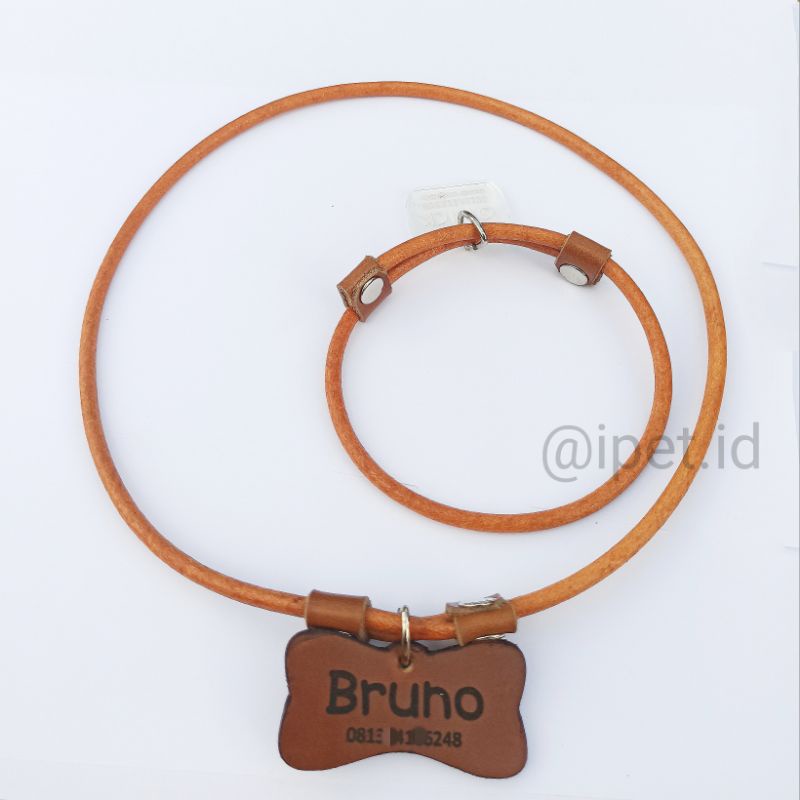 KALUNG ANJING BESAR KECIL NAMA CUSTOM KULIT ASLI ipet