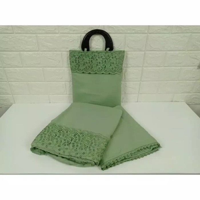 Mukena Fatimah Dewasa Siti Khadijah Syahrini Full Bordir Adem - Forest Green