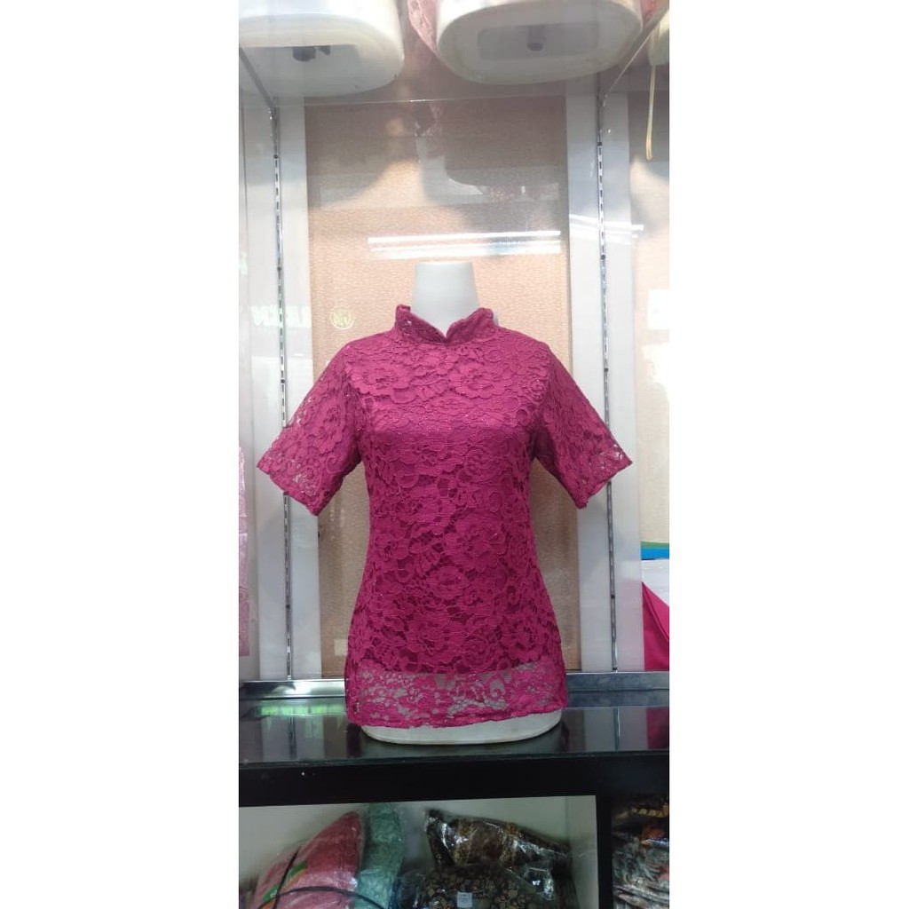 kebaya modern atasan brokat sanghai magenta dan lainya
