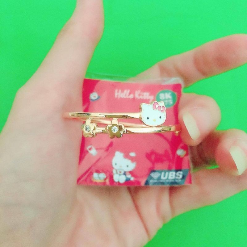 Gelang bangle anak hello kitty 1badan, 2 kepala dan love UBS kadar 8k/375