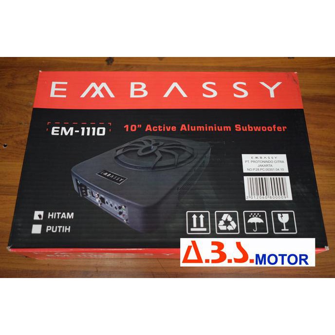 Subwoofer Kolong Mobil Sub Kolong Slim EMBASSY EM-1110 10 inch