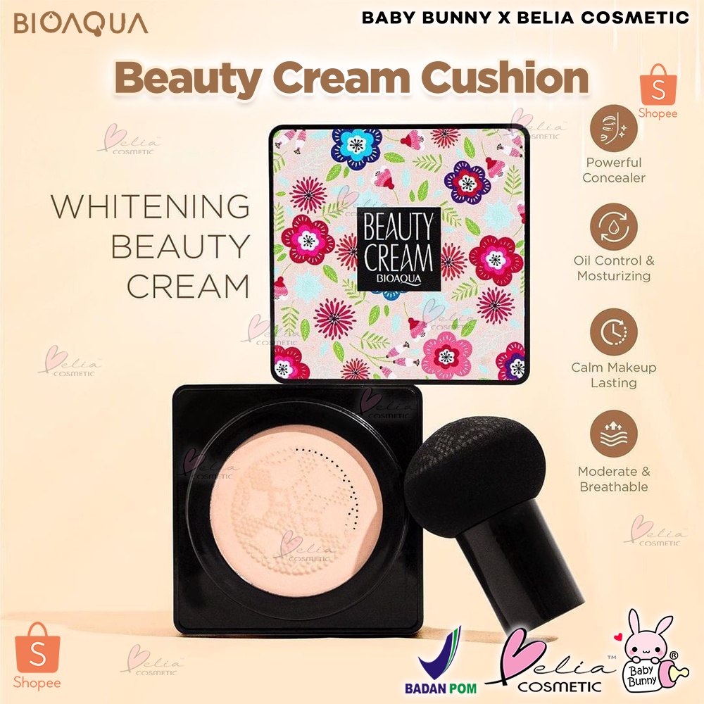 ❤ BELIA ❤ BIOAQUA Beauty Cream Cushion 20g | BB Cushion | Waterproof | Foundation | Make Up | Coverage | Long Lasting | BPOM