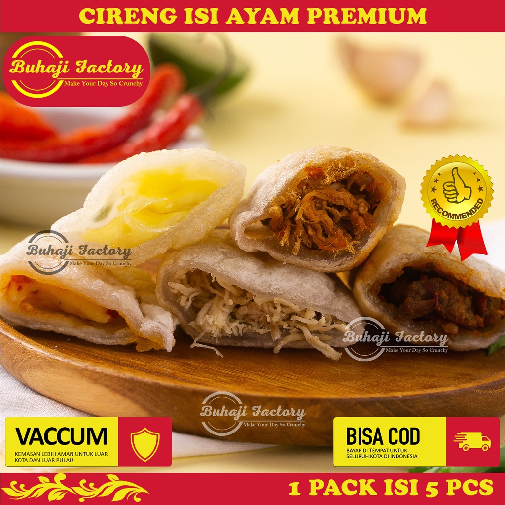 

Cireng Isi Ayam Suwir Premium Rasa Original & Pedas by Buhaji Factory khas Bandung