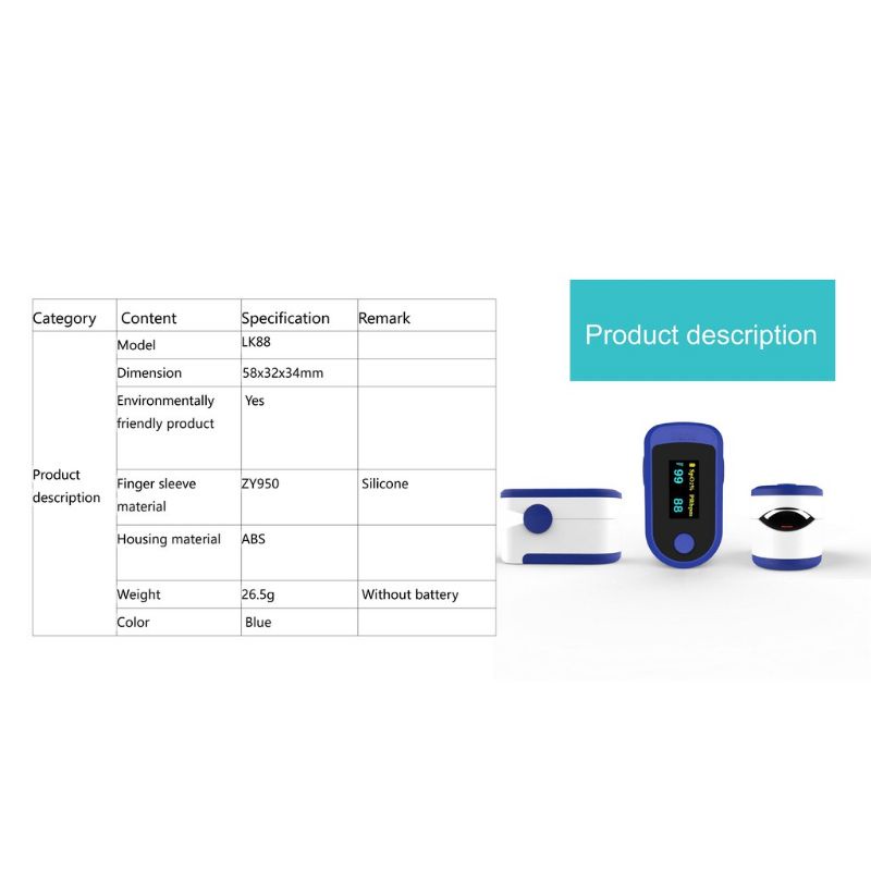 Fingertip pulse oxymeter Fingertip oximeter SpO2 TFT Full Colour LK88 / Pengukur kadar oksigen