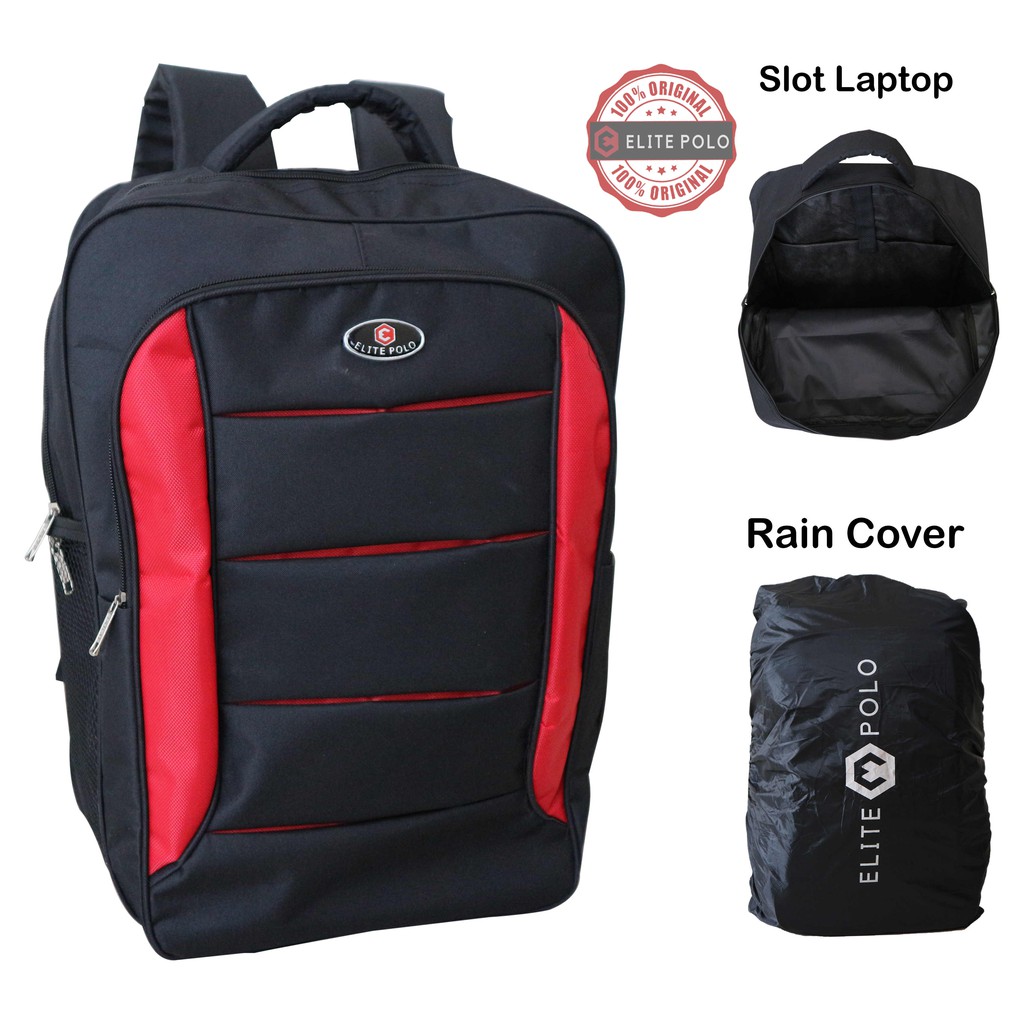 Ransel Elite Polo Pria Wanita Tas Sekolah SMP SMA Kuliah Kerja Backpack Laptop BONUS Raincover Murah