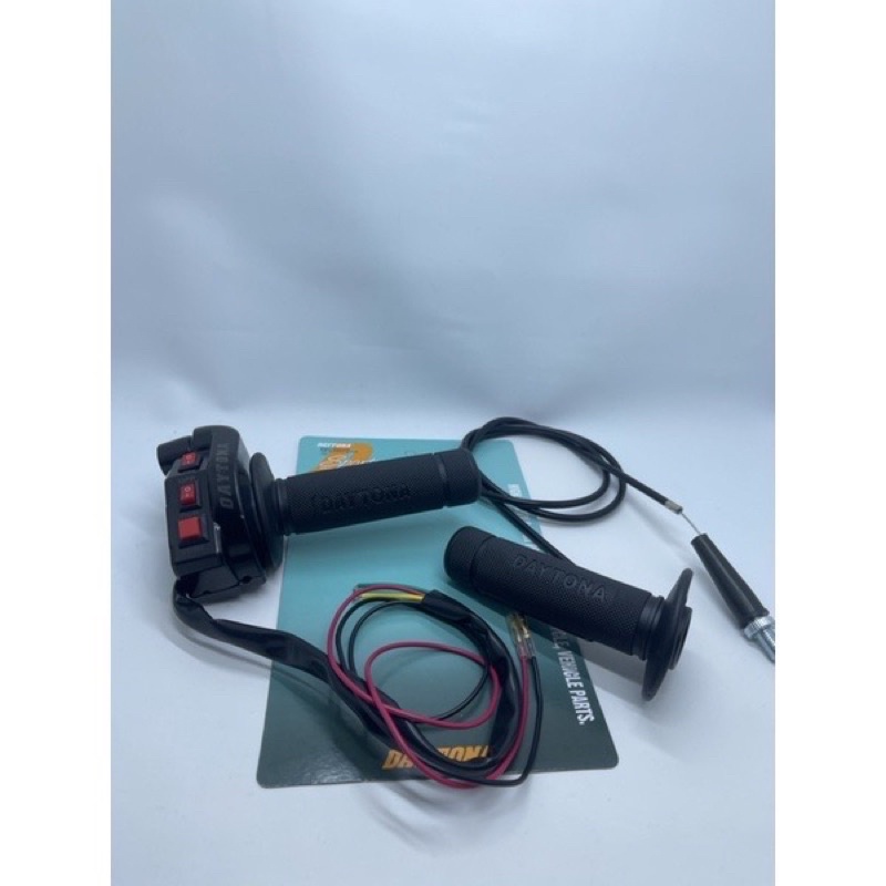 GAS SPONTAN DAYTONA 3 TOMBOL BESI + GRIP BISA UNIVERSAL MOTOR SATRIA FU, VIXION, MX, SUPRA, JUPITER, VEGA, RX KING, SMASH, SHOGUN, TIGER, RXZ