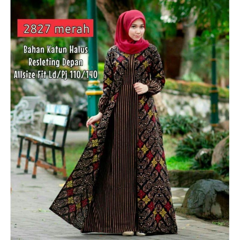 GAMIS BATIK CARDI BATIK PEKALONGAN BAJU GAMIS IBU JURAGAN