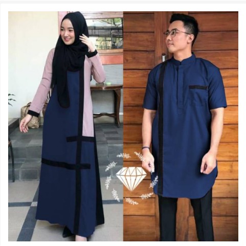 PRMO LEBARAN | Aurora Couple baju lebaran gamis abu-abu tua moscrepe