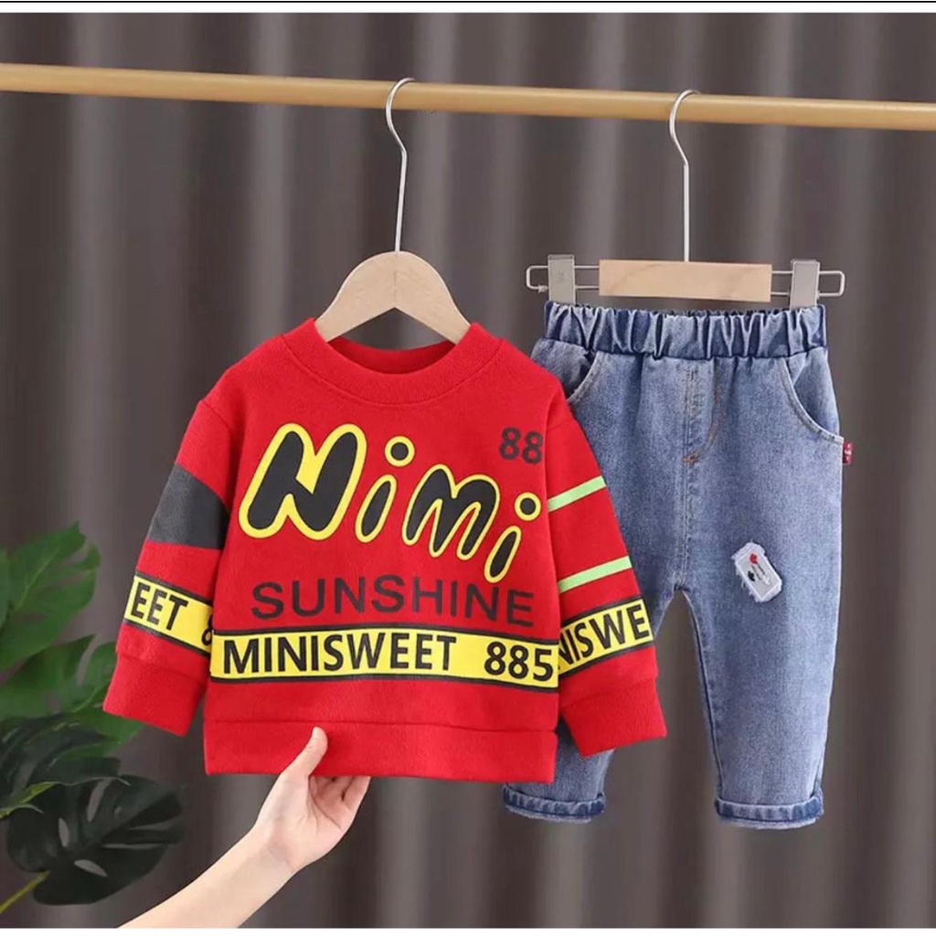 SETELAN ANAK SWEATER DENIM 6BULAN - 5 TAHUN / SETELAN ANAK LAKI LAKI / PAKAIAN ANAK LAKI LAKI / PAKAIAN ANAK PEREMPUAN / SETELAN SWEATER CELANA DENIM / SETELAN ANAK KEKINIAN FASHION ANAK LAKI LAKI / FASHION ANAK PEREMPUAN BAJU ANAK TERBARU