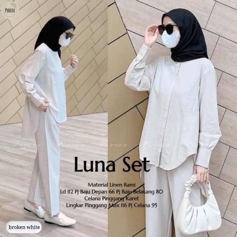 Fashion MUSLIM, baju wanita, baju stelan wanita, setelan celana, stelan, Baju stelan, fashion wanita, one set, Luna Set