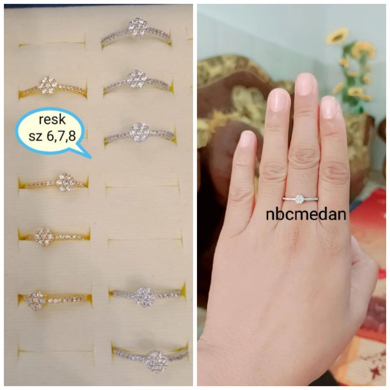 Cincin imut mata diamond ala replika emas putih