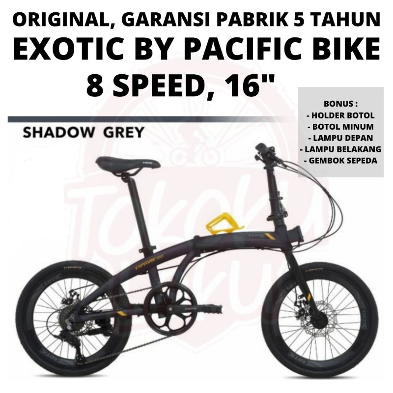 SEPEDA LIPAT ALLOY MURAH BANYAK BONUS EXPLORE 100 8 SPEED 16" 16 INCH ANAK DEWASA EXOTIC BY PACIFIC 