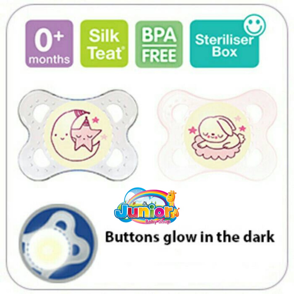 MAM Pacifier Night 0m+ &amp; 6m+ - Glows in the dark - Kompeng