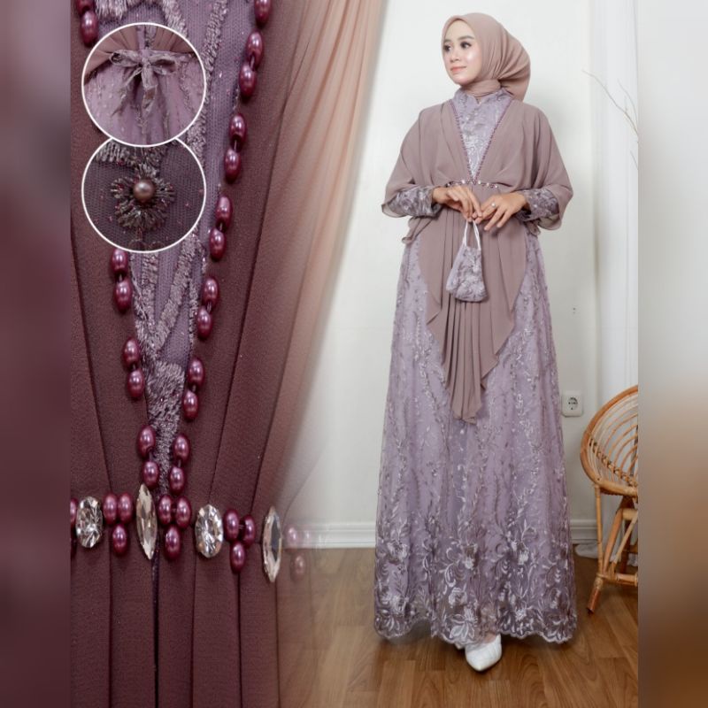 Permata Olshop / Gamis Khanza NK / Kebaya Modern / Gamis Brokat Kondangan / Kebaya Brukat Pesta Mewah