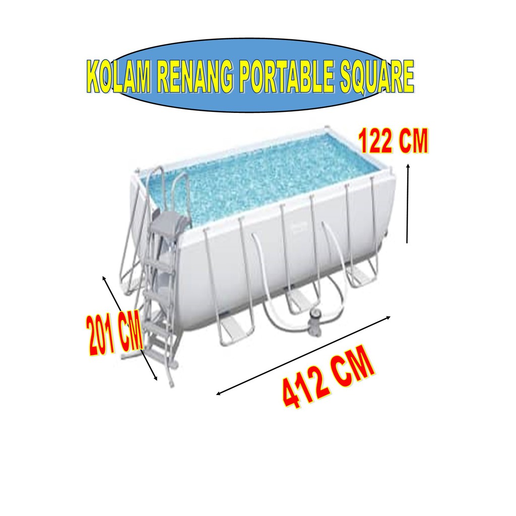 KOLAM RENANG PORTABLE SQUARE SWIMMING POOL OUTDOOR JUMBO DEWASA DAN ANAK-ANAK BESAR