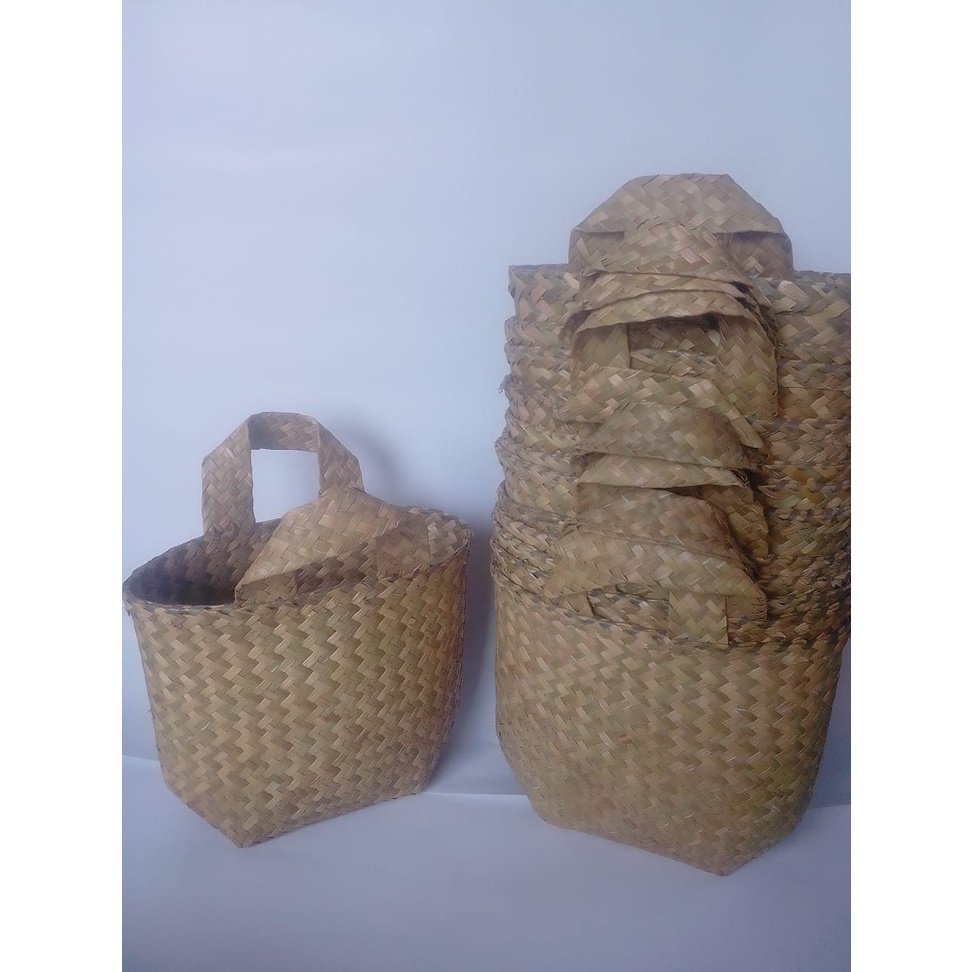 Cover pot,Bakul purun, cover anyaman pot, keranjang purun Kalimantan Ukuran M