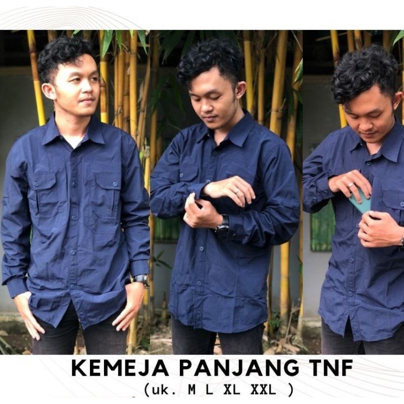 Baju Pakaian Kemeja Lapangan Lengan Panjang Outdoor Polos