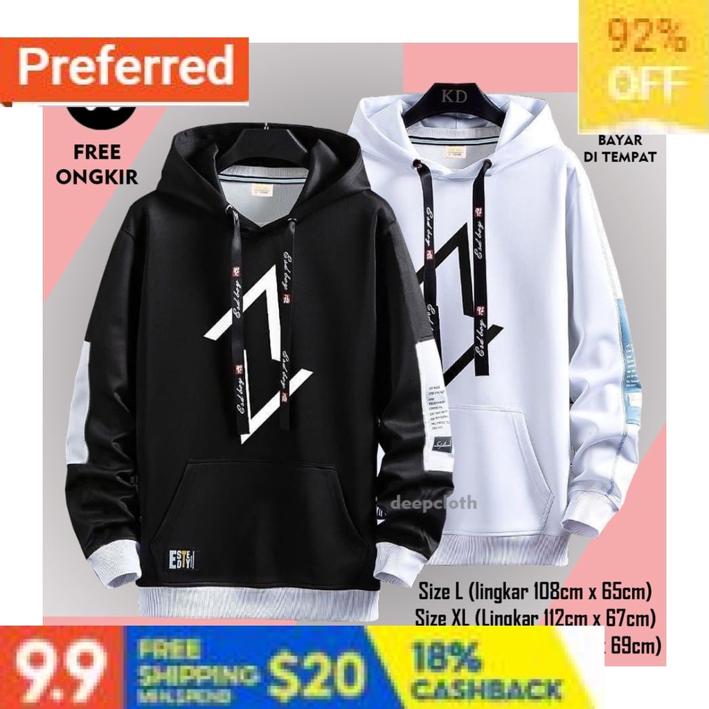Hoodie Zipper Size M - XXL ( Pria & Wanita ) (Polos)  / Sweater Pria Deas Off White Beludru Panas Mu